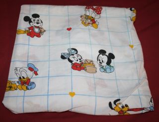 Disney Babies Mickey Minnie Mouse Fitted Crib Sheet Dundee 80s Vtg Daisy Heart