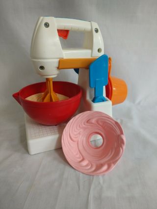 Vintage 1987 Fisher Price Fun With Food Stand Mixer Set W/ Accessories