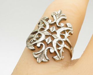 925 Sterling Silver - Vintage Baroque Style Filigree Band Ring Sz 5 - R8741