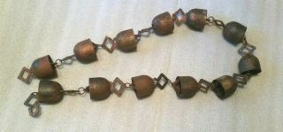 Vintage 12 Cowbells Windchime W/ Patina,  Over 40 " Long,  Sounds Great Ships