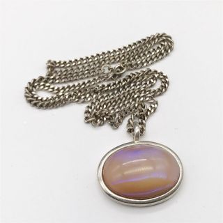Vintage Solid Silver Dragon Breath Opal Ladies Pendant And Necklace