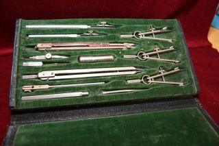 Antique/vintage Drafting Tool Set,  Schoenner Germany Pre - Wwii W/case,  W/extras