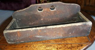 Vintage Wooden Tool Tote Nail Box Display Caddy Carrier - Divided 2 Departments