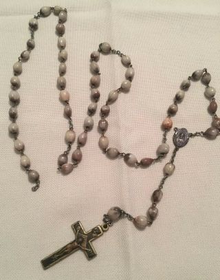 Vtg Job’s Tears Rosary For Repair Or Parts 59 Beads Brass Colored Crucifix