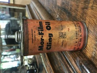 Vintage Mor - Film Cling Oil Can - - 1/4th Full - - The L.  R.  Kerns Company - - Lead Top