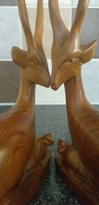 Vintage 60/70 ' s Hand Carved Wooden Antelope Deer 4
