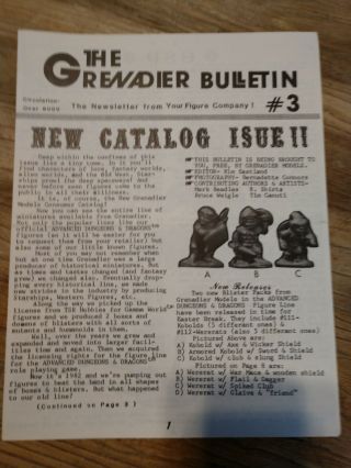 Grenadier Miniatures Bulletin - Number 3 - Vintage 1980s