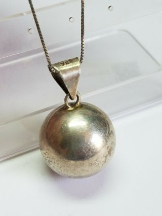 Vintage 925 Sterling Silver Taxco Mexico Large 20g Harmony Bell Ball Pendant
