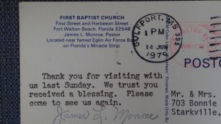 Vintage Postcard First Baptist Church Fort Walton Beach Florida FL 3