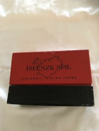 Vintage 2 Decks Islenzk Spil Icelandic Standard Playing Cards W/ Box 1936