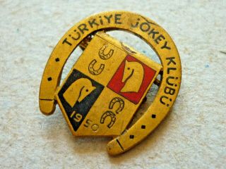 Vintage Horse Racing Badge Jockey Club Of Turkey Turkiye Jokey Klube