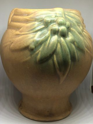 Vintage Mccoy Jardinere Vase Planter Brown With Green Berries 6 3/4”