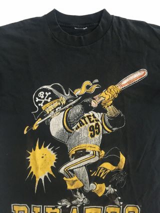 Vintage Mlb Pittsburgh Pirates 1991 Jack Davis Black T Shirt Distressed Trashed