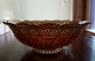 Vintage Carnival Glass Marigold Tooth Edge Bowl 9 " Diameter