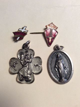 Vintage Sterling St.  Christopher’s,  Blessed Virgin,  Other Catholic Religious