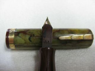 Vintage Brown Marbled Waterman ' s Lady Patricia Fountain Pen 2