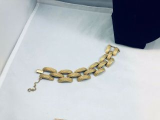 Vtg.  Monet Textured Gold Tone Chunky Open Work Bracelet