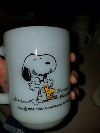 Vintage 1958 Snoopy Fireking Mug " This Has Been A Good Day "