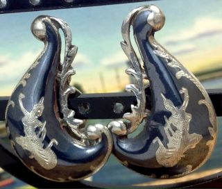 VINTAGE SIAM STERLING SILVER CLIP - ON EARRINGS (E43) 5
