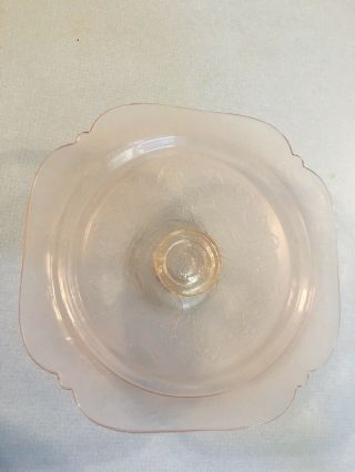 Vintage Pink Depression Glass 10 " Footed Cake Plate