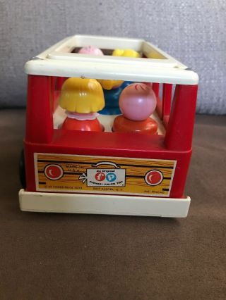 Vintage Fisher Price Little People White Red Mini Bus & Figures (FP 21) 2