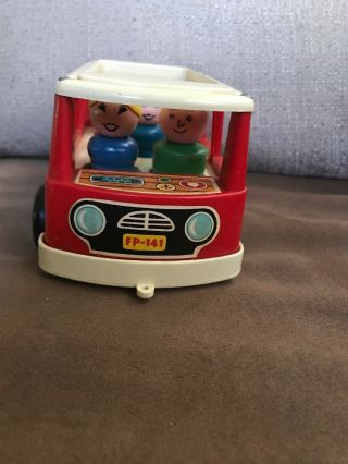 Vintage Fisher Price Little People White Red Mini Bus & Figures (FP 21) 4