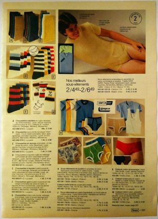 1980 Vintage PAPER PRINT AD fashion sleepwear pyjama socks briefs underwear 2