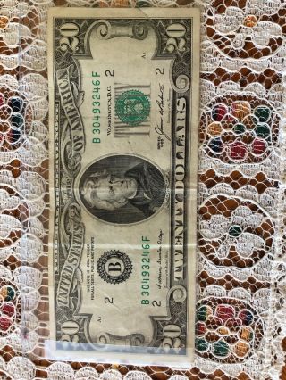 Vintage 1985 $20 Us Twenty Dollar Bill Old Currency (rare)