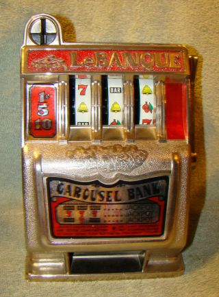 Vintage Casino Slot Machine Coin Bank Lebanque By Carousel Made In Japan