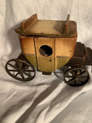 Unusual Wagon Souvenier? London - Bristol Vintage Antique Wood Metal Wheels
