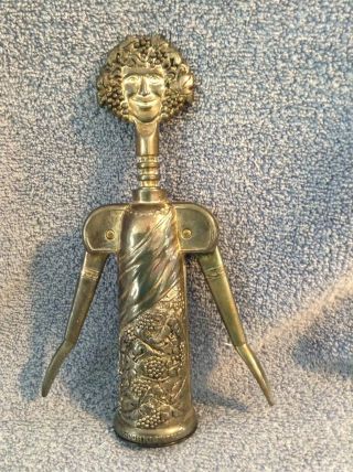 Vintage Godinger Corkscrew Bacchus Greek God Of Wine Opener Figurine Bar Decor