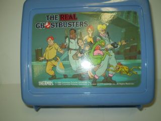 Vintage The Real Ghostbusters Thermos Plastic Lunch Box With Insert And Thermos.