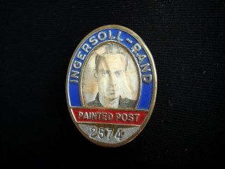 Vintage Cc1921 Ingersoll - Rand Employee Badge Pin Painted Post 2574