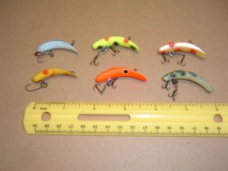 6 Vintage Small Flatfish,  F4 & F5,  Old Fly Rod Ultralight Lures