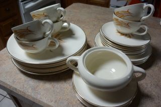 Vintage Homer Laughlin Dishes - Golden Wheat - Plates And Cups