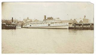 Vintage Sepia Snapshot Steamer Maine The England Steamship Company Docked