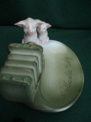 Vintage Atlantic City Double Pink Pig Fairing Figurine Posing for Camera Germany 5