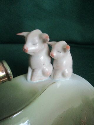 Vintage Atlantic City Double Pink Pig Fairing Figurine Posing for Camera Germany 7