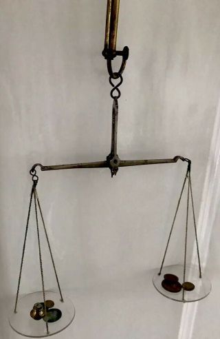 Vintage Small Glass Apothecary Scales & Weights