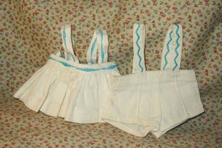 Vintage Tiny Terri Lee Jerri Lee White Turquoise Suspender Skirt Shorts