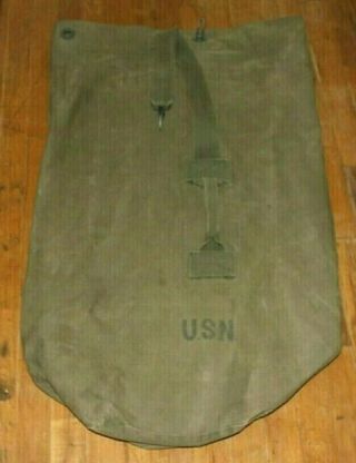 Vintage 1944 Wwii Us Navy Usn Tweedies Canvas Duffle Bag Military