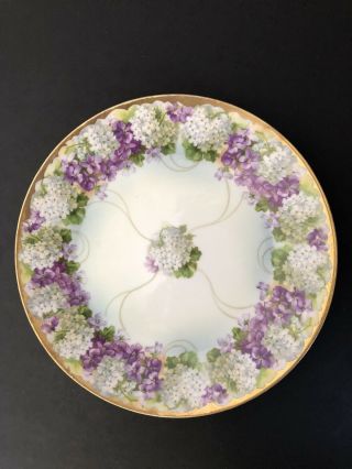 Antique Vintage Royal Rudolstadt Prussia Purple And White Violets Plate