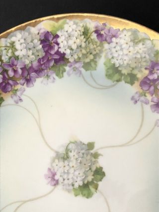 Antique Vintage Royal Rudolstadt Prussia Purple and White Violets Plate 2