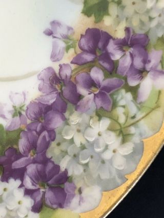 Antique Vintage Royal Rudolstadt Prussia Purple and White Violets Plate 5