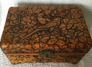 Vintage Fruit Wood Hinged Box,  Oriental Decoration