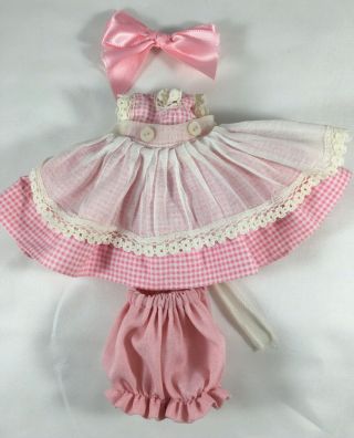 Vintage Pink Checked Vogue Dolls Inc Tag Dress W - Bloomers & Hair Bow (no Doll)