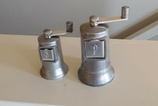 Vintage Perfex Pair - Salt Mill And Pepper Grinder - Aluminum - Made In France
