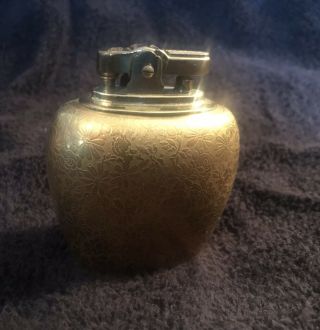 Vintage Japan White Gold Finish Ceramic Desk Table Top Lighter
