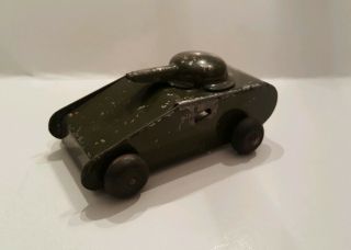 Rare Vintage Antique 1930s Wyandotte Military Tank Pressed Steel.  Wood Wheels