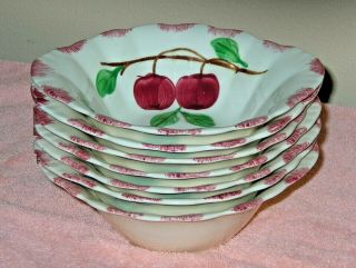 (7) Vintage Autumn Apple Lugged Handle Cereal/soup Bowls - Blue Ridge Pottery